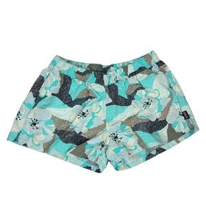Patagonia Barely Baggies Shorts Womens S Hibiscus Howling Turquoise Print 57041